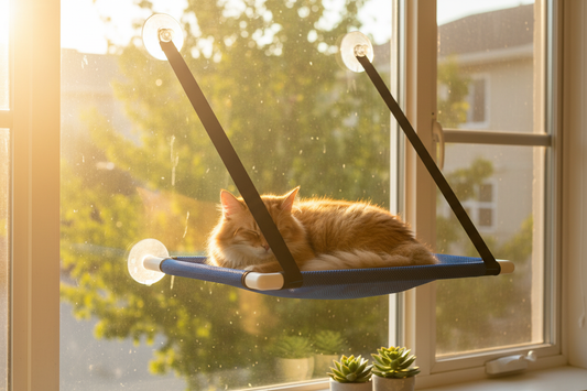 Cat in window hammock