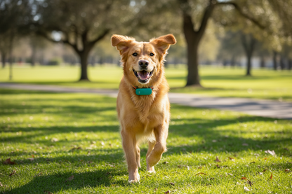 Dog wearing waterproof pet tracker collar